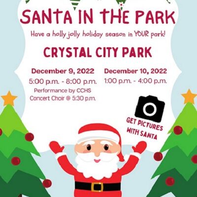 Santa in the park in Crystal City