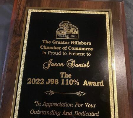 Hillsboro Chamber of Commerce KJFF/J98 110 Percent Award Winner